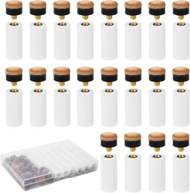 20 conjuntos de pontas de taco de sinuca, ponteiras de bilhar rosqueadas de substituição de 12 mm com pontas de taco de bilhar de couro marrom