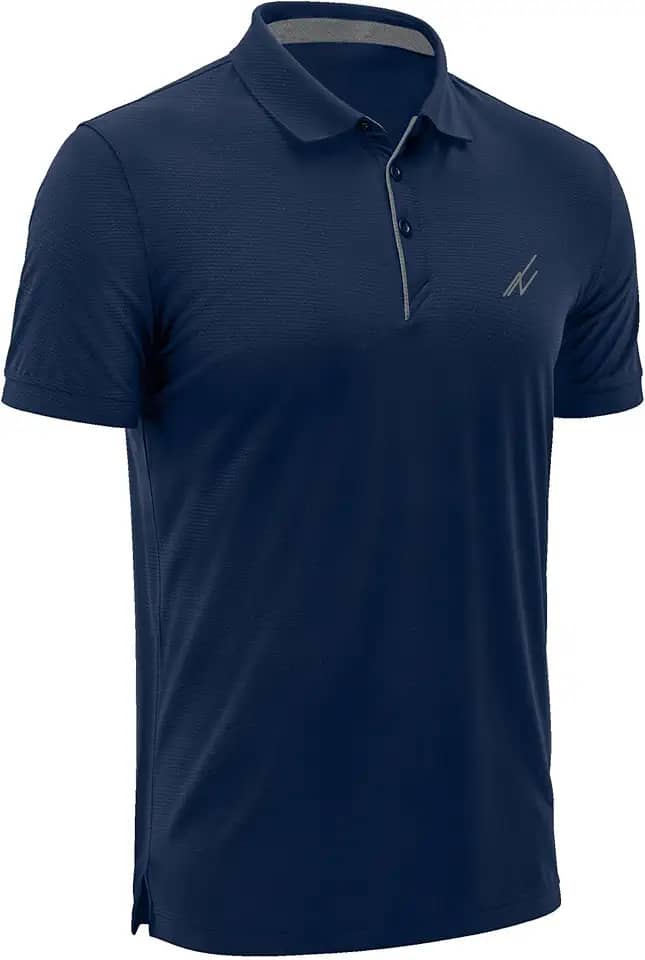Camisa polo masculina de golfe com absorção de umidade, secagem rápida, desempenho e mangas curtas para homens