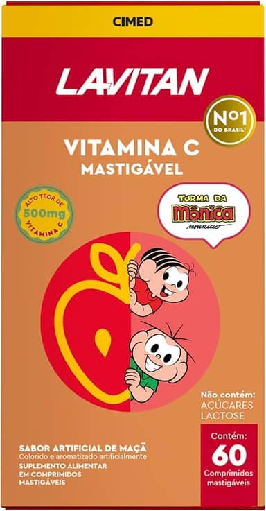 Lavitan Infantil Turma da Mônica Vitamina C Sabor Maçã com 60 Comprimidos Mastigáveis