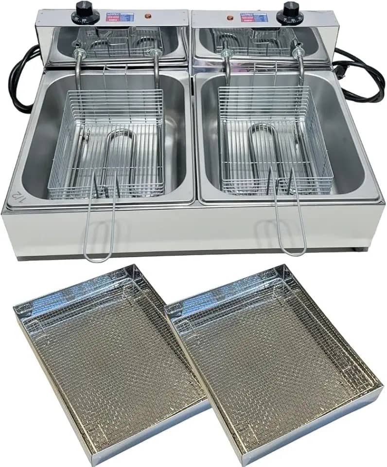 Fritadeira Elétrica Industrial 2 Cubas Inox 10 Litros com 2 Escorredores M(220)