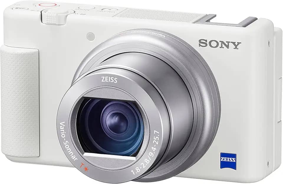 Sony Câmera digital ZV-1 para criadores de conteúdo, vlogging e YouTube com tela flip, microfone embutido, vídeo 4K HDR, tela sensível ao toque, transmissão de vídeo ao vivo, webcam, compacta