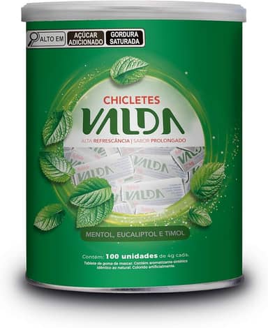 Pastilhas Valda Chiclete Valda Tablete Classic Com Mentol Eucaliptol E Timol – Sabor Menta - Hálito Perfumado - Refrescância Instantânea – 1 Pote 100 Unidades 4G Cada