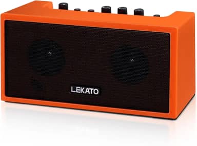 LEKATO Mini Amplificador De Guitarra Recarregável, Amplificador De Guitarra Elétrica Com Efeitos De Overdrive Limpos, Amplificador De Baixo Pequeno De 5 W, Amplificador De Baixo Bluetooth Para Prát
