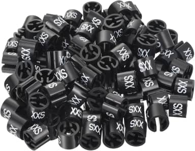 Marcador de cabide de roupas tamanho 2PP para haste de 3 mm preta para código de cores de roupas de vestuário, pacote com 100