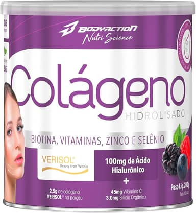 Colágeno Verisol com Ácido Hialurônico 200g Sabor Frutas Vermelhas Bodyaction