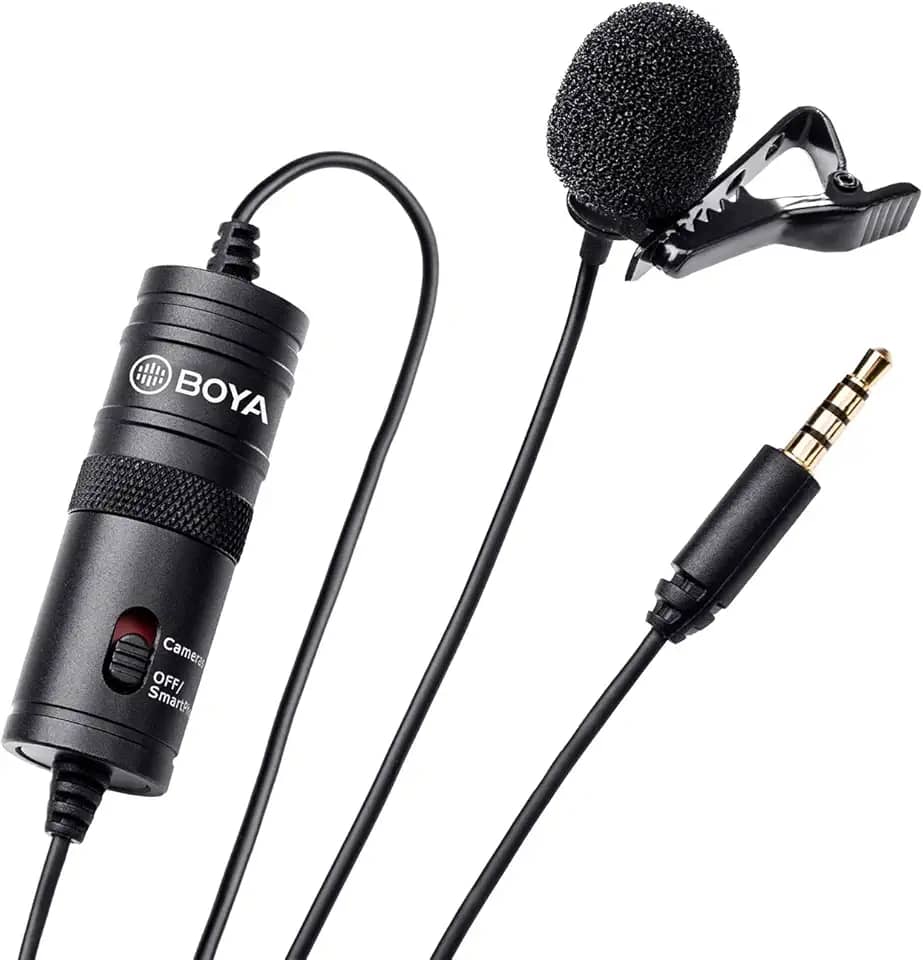 BOYA BY-M1 Microfone Condensador Electret de 3,5 mm com adaptador de 1/4" para Smartphones iPhone DSLR Câmeras PC