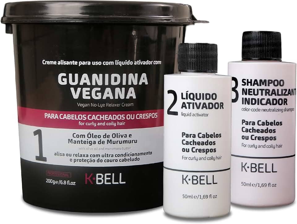 Kit Alisante K-Bell Guanidina Vegano - Alinhamento Capilar Seguro Sem Soda - Nutrição e Resistência com Ação Prolongada - 2x200g