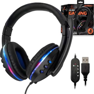 Headset Gamer com Fio e Led Fone de Ouvido com Microfone P2 Compatível com Xbox One, PS4, PS5 e PC