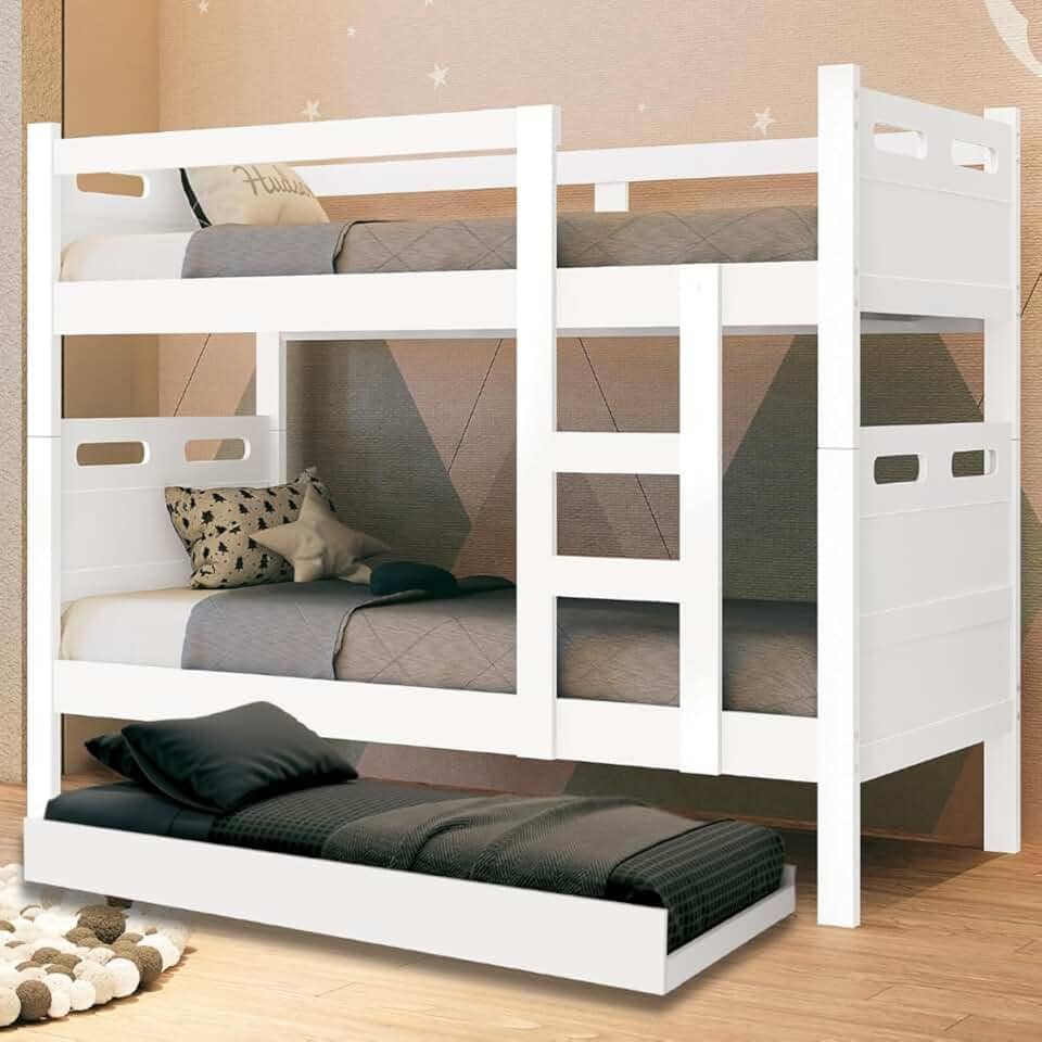 Beliche com Cama Auxiliar Treliche Jaspe Fênix 3 Camas (Branco)
