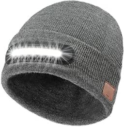 RANCOVY Gorro de LED com luz, unissex recarregável por USB para homens e mulheres, Cinza, Tamanho Único