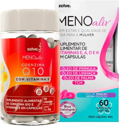 Meno Aliv + Coenzima Q10 - Menopausa, Energia, Vitalidade, Cardiovascular, Suplementação Zolve Labs