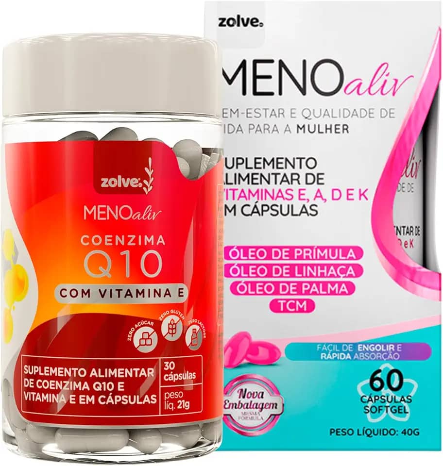 Meno Aliv + Coenzima Q10 - Menopausa, Energia, Vitalidade, Cardiovascular, Suplementação Zolve Labs