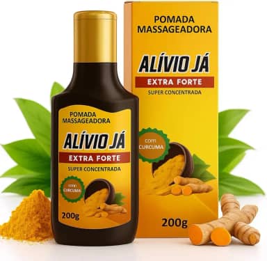 Pomada para Dor Alívio Já 200g – Arnica, Cúrcuma, Copaíba e Mentol – Creme Massageador Antiinflamatório e Relaxante para Pernas Cansadas, Dores Musculares, Ombros, Costas e Articulações