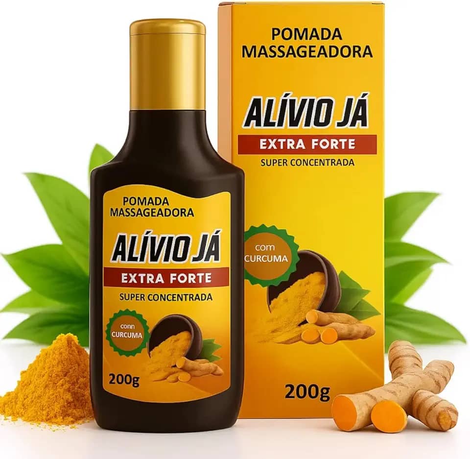 Pomada para Dor Alívio Já 200g – Arnica, Cúrcuma, Copaíba e Mentol – Creme Massageador Antiinflamatório e Relaxante para Pernas Cansadas, Dores Musculares, Ombros, Costas e Articulações