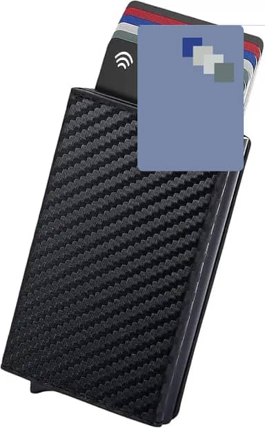 Carteira Porta Cartão Slim Pop-Up Automática em Couro com Proteção RFID e Ejeção Inteligente Antifurto Unissex Compacta