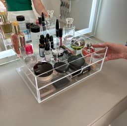 Caixa Organizadora Porta Maquiagem em Acrílico com divisórias internas e Gaveta Transparente