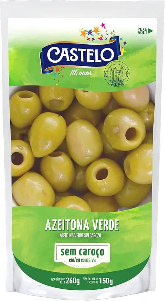 Azeitona Verde Sem Caroço Stand Up Pouch Castelo, 150g