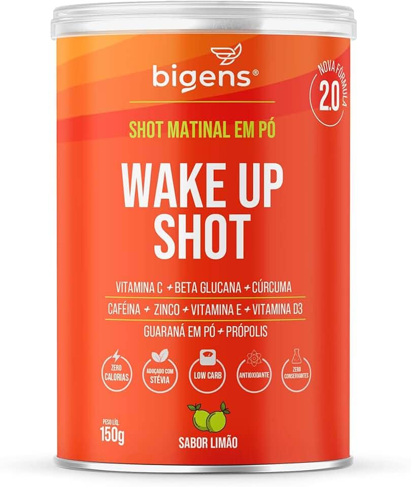 Wake up shot, vitamina c, própolis, gengibre, cúrcuma, guarana e zinco, Sabor Limão, 150g, Bigens (Unidade)