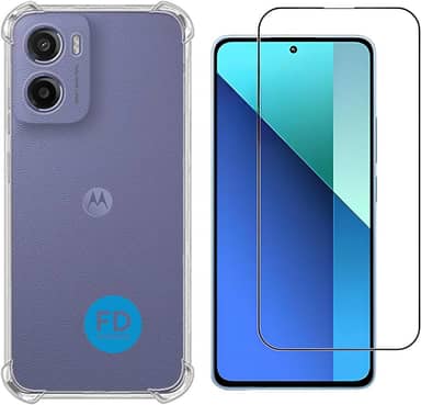 Kit Capa Capinha Anti-Impacto Premium Transparente + Película de Cerâmica 9D ou Privacidade 9D para Motorola Moto G05 - FD Acessórios. (Capa + Película Cerâmica 9D)