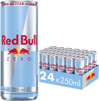 Pack de 24 Latas Red Bull Energético, Zero, Sem Açúcar, 250ml