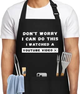 NLUS Aventais engraçados para homens, aventais masculinos engraçados para cozinheiro chef, grelhar, churrasco com 3 bolsos, presentes para Natal, Dia dos Pais, aniversário, Não se preocupe, 27.2in *