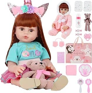 Boneca reborn sabe cantar, Bebe reborn realista, 55 cm,Conjunto de 20 peças, Sacolas de presente e toalhas de banho são fornecidas, Presentes adequados para meninas de 3 anos ou mais