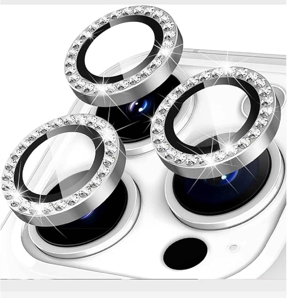 Kit Película Lente Câmera Brilho Compatível Com iphone 11 12 13 14 15 16 Pro Max Prateado iphone 16 plus