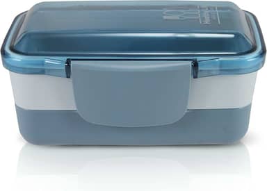 Marmita 2 Divisorias Vasilha Esquenta Fitness Congelar Pote Cor:Azul