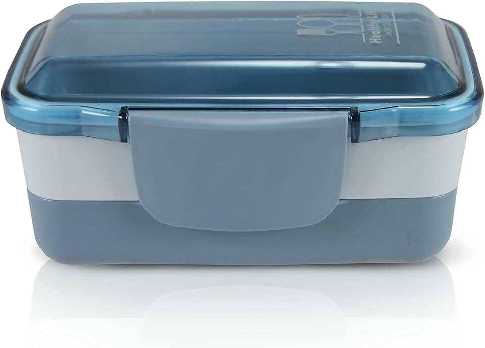 Marmita 2 Divisorias Vasilha Esquenta Fitness Congelar Pote Cor:Azul
