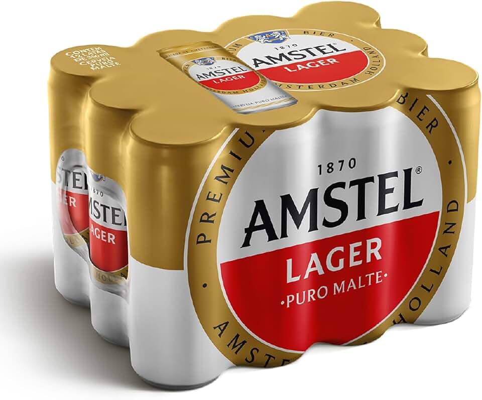 Amstel Cerveja Lager Puro Malte, Lata 350ml, Pack 12 Unidades
