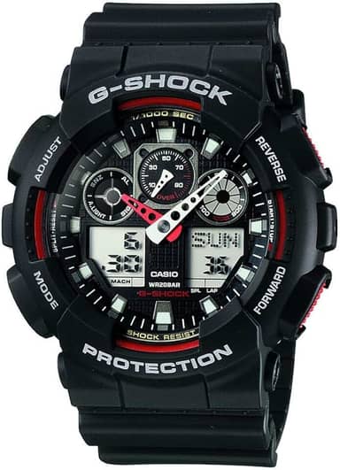 Relogio Masculino Casio G-shock Anadigi Ga-100-1a4dr - Preto/vermelho