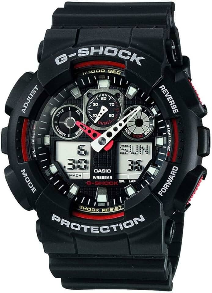 Relogio Masculino Casio G-shock Anadigi Ga-100-1a4dr - Preto/vermelho