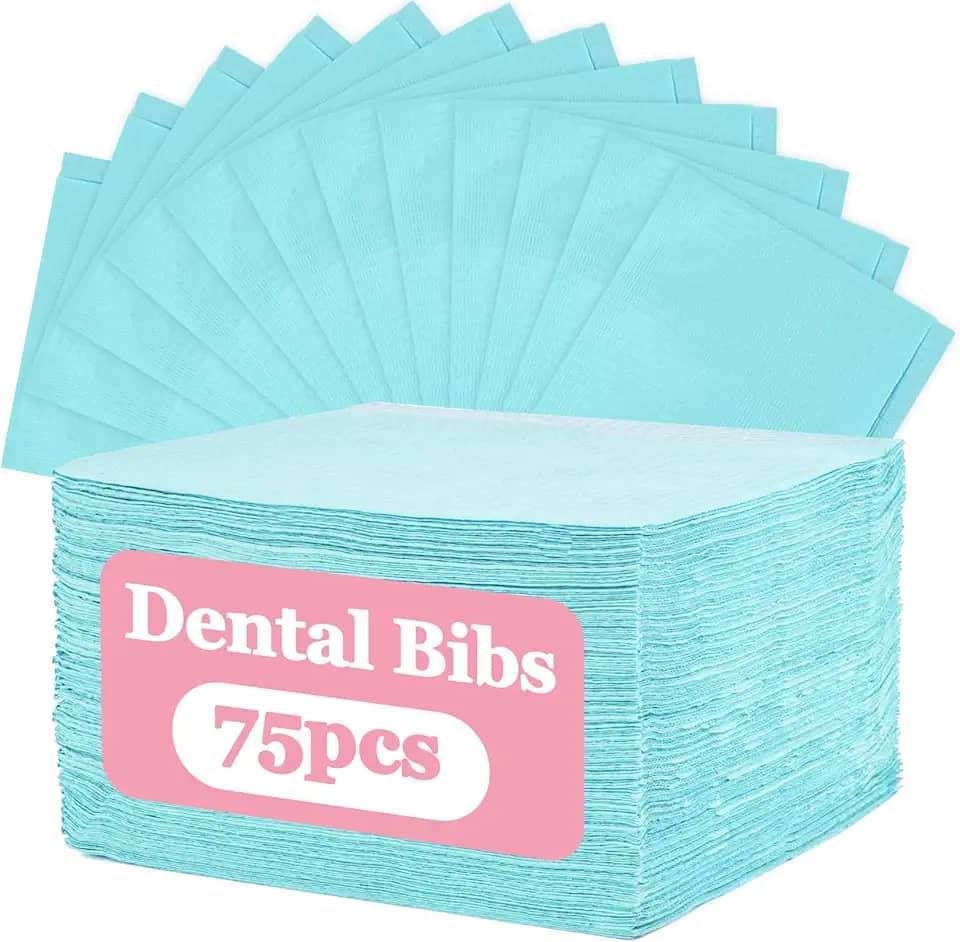 MAQIHAN 75 Peças Babadores Dentais Descartáveis - Para Tatuagem De Dentista Azuis Unhas Pacientes Toalhas Capas Mesa Almofadas Tapetes Folhas Papel Suprimentos Cílios