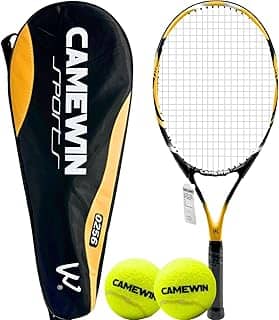 Raquete de Tênis Liga de Alumínio Alto Desempenho 27 Polegadas com Estojo + 2 Bolas de Tênis e Bag de Armazenamento Camewin
