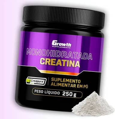 Creatina Creapure Growth Supplements 250g – Creatina Monohidratada Pura, Selo Creapure®, 3g por dose