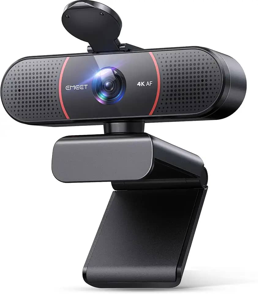 EMEET Webcam C960 4K para PC, sensor Sony UHD 4K, foco automático PDAF, microfones com cancelamento de ruído de IA dupla, correção automática de luz, FOV de 73°, webcam Plug & Play com capa de