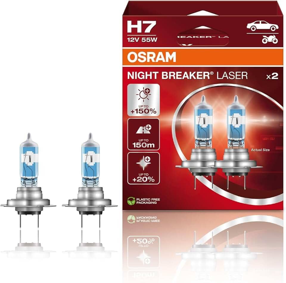 Lâmpada H7 OSRAM Night Breaker Laser, Luz Branca/Amarela