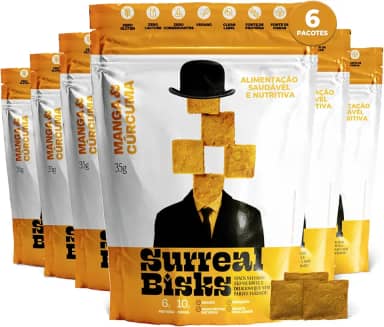 Kit 6 Snacks Saudáveis - 6x Pacotes Snacks Manga e Cúrcuma - Salgadinho Vegano, Lanche Sem Glúten e Sem Lactose - Biscoito Fit a Base de Plantas - 6x35g