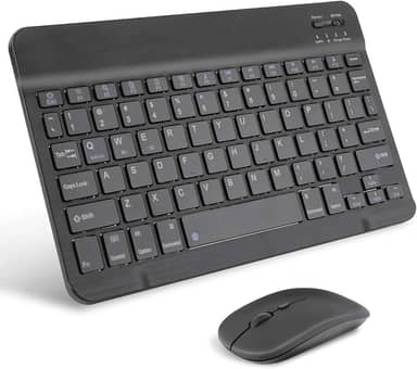 Combo Teclado e Mouse Bluetooth Sem Fio, Ultrafino e Recarregável - Compatível com Tablets Android, iPhone, iPad, Windows Surface e Mais (Preto)