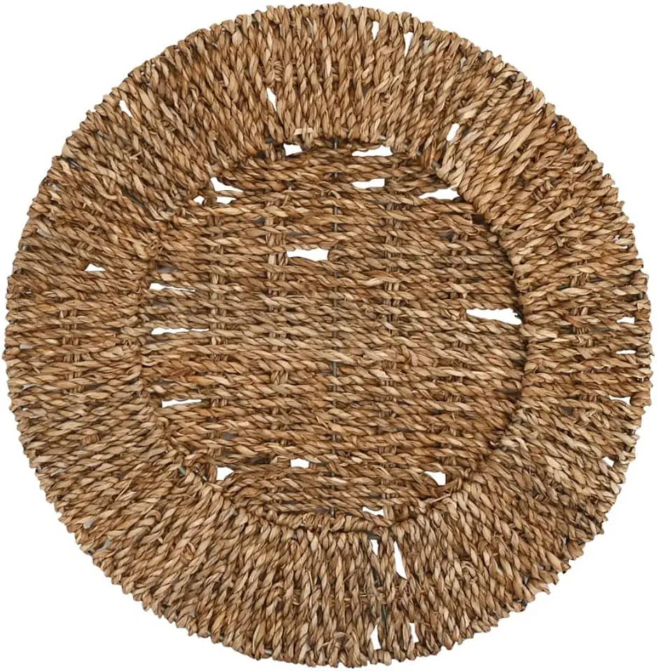 Mimo Style Sousplat Rattan de Fibra Natural, Cor Escura. Elegante e Charmoso Perfeito Para Sua Mesa Posta. Perfeito Para Todas as Ocasiões. Perfeito Para uma Mesa Tropical. Medidas: 33x2cm