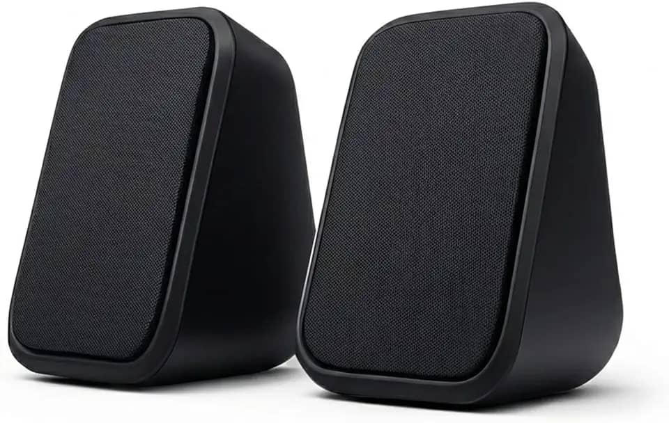 Caixa de Som Mini PC Notebook 5W RMS Som Nítido Estéreo USB Plug Play Controle Volume Integrado Home Office Videochamadas Aulas Online Setup Compacto