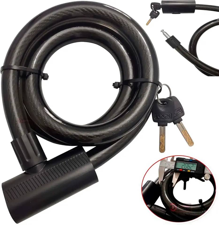 Cadeado Corrente 120cm Aço de 20MM Grosso Tranca Anti Furto 2 Chaves Para Bicicleta Moto Estepe Portão Grade Porta