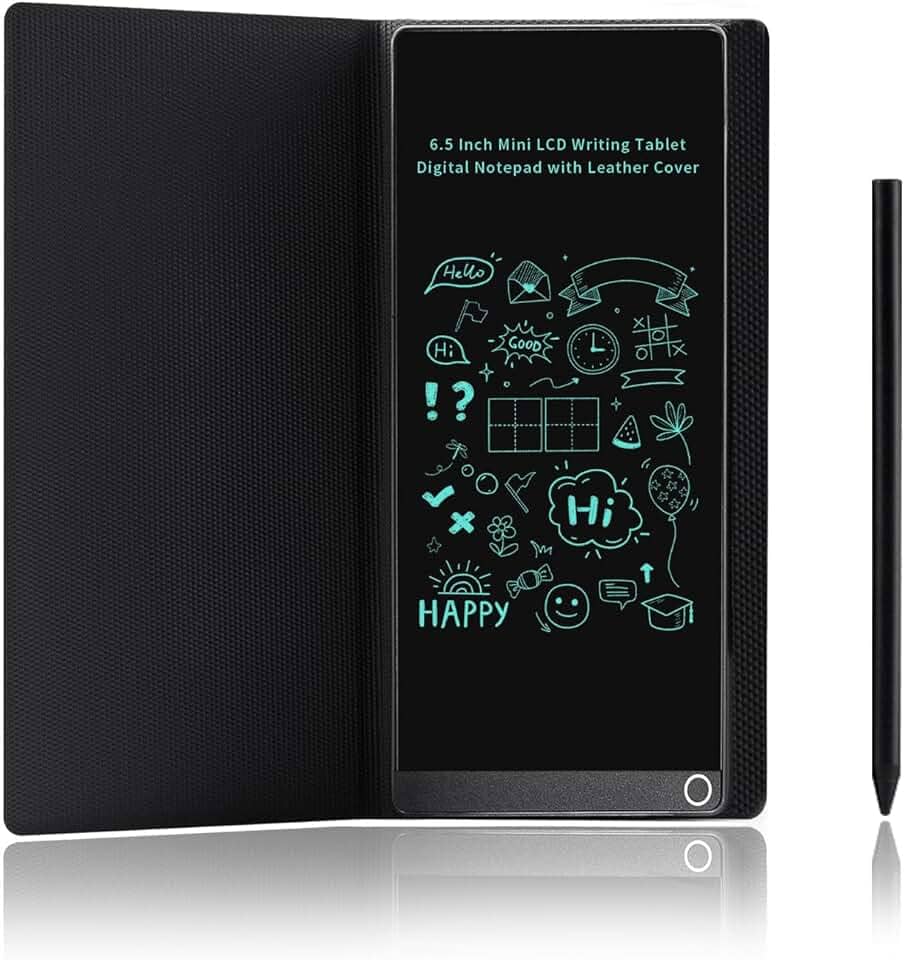 Bloco de notas digital portátil de 6,5 polegadas, mini LCD para escrita, caderno eletrônico com capa protetora, prancheta de desenho reutilizável