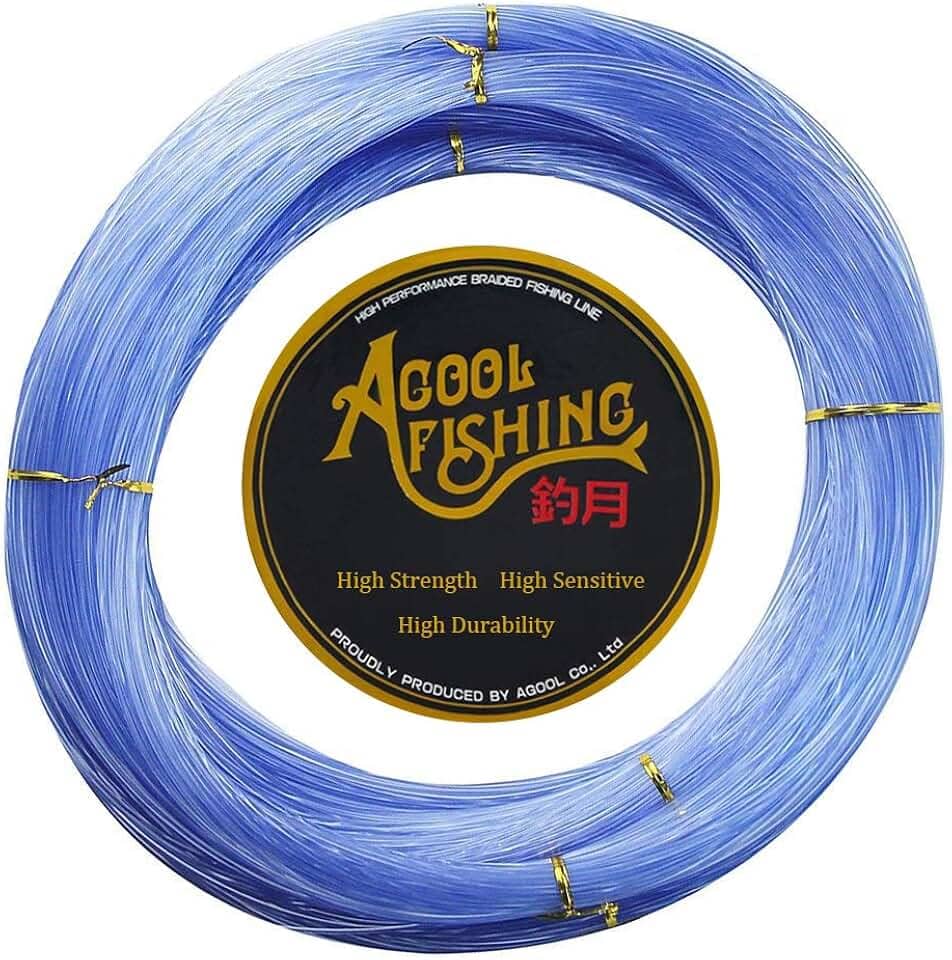 Linha de pesca de monofilamento AGOOL super potente sem memória linha de pesca de nylon linha de pistola de lança forte e resistente à abrasão em água doce água salgada 500 m / 547 m (azul, 0,4 mm - 23,2 lbs)