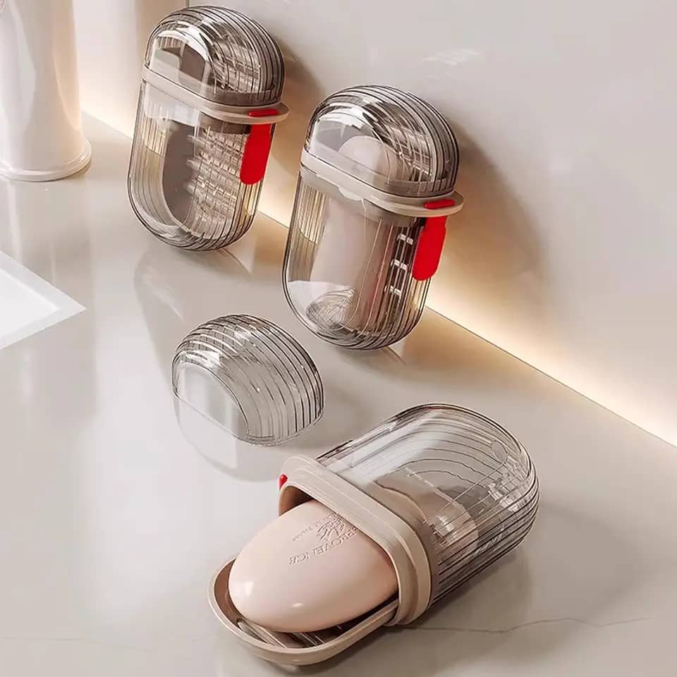 Saboneteira Viagem 3 PCS, Porta Sabonete Viagem com Estojo Duplo, Drenagem Integrada e À Prova de Vazamento