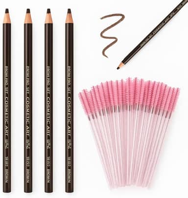 4 Lápis Dermatográficos Para Design de Sobrancelhas Marcação com 50 Escovinhas