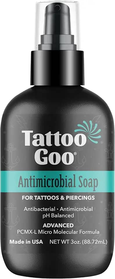 Tattoo Goo Sabonete De Limpeza Profunda, Cuidados Posteriores Desinfetantes Para Tatuagens E Piercings - Azeite Hidratante, Sem Álcool E Sem Fragrâncias - 3 Onças