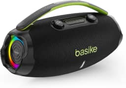 Caixa de Som Bluetooth 80w(MAX) /TWS/FM, Botão Ajustável do Subwoofer com Luz RGB LED de Ritmo para Festas, Praia e Acampamentos, Verde