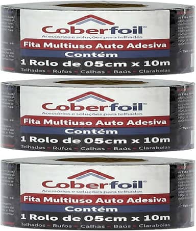 3 Fitas Asfálticas Metalizadas Coberfoil – Isolamento Antirruído e Vedação Interna para Baús de Caminhão, Vans e Motorhomes – 5cmx10m
