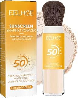 Dulele Pó protetor solar, pó facial solto com acabamento fosco mineral, FPS 50, natural, translúcido, controle de óleo, minimiza linhas finas e poros